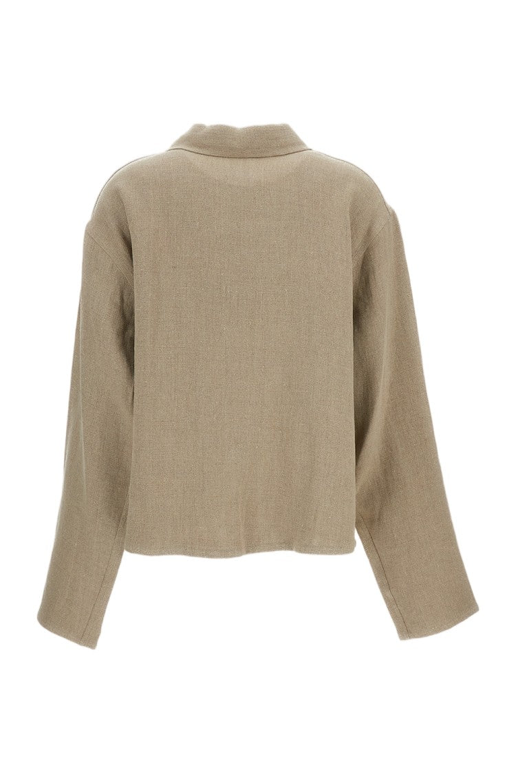 Meta Campania Beige Bill Cropped Heavy Linen Jacket