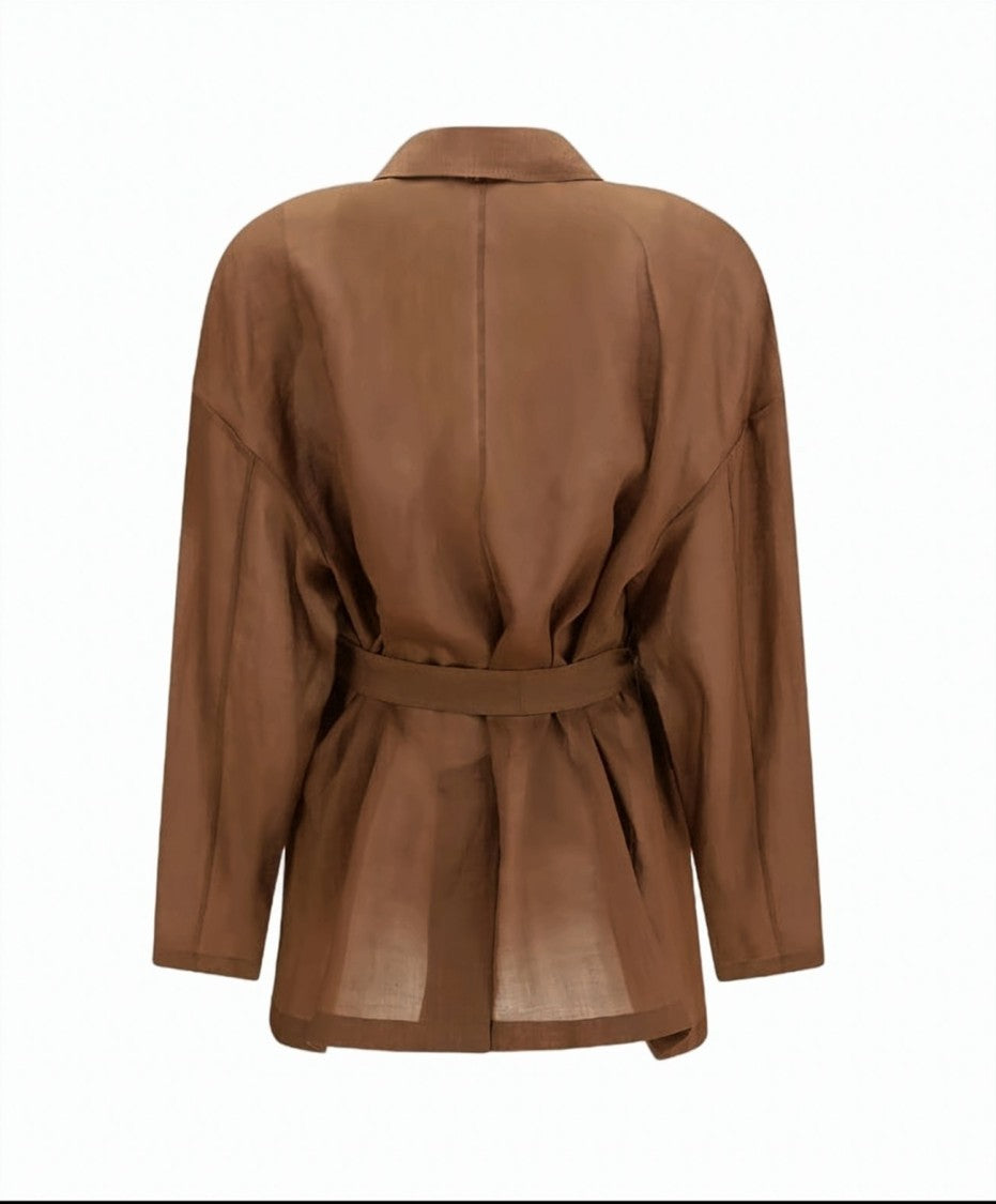 Max Mara Ramie Canvas Belted Jacket