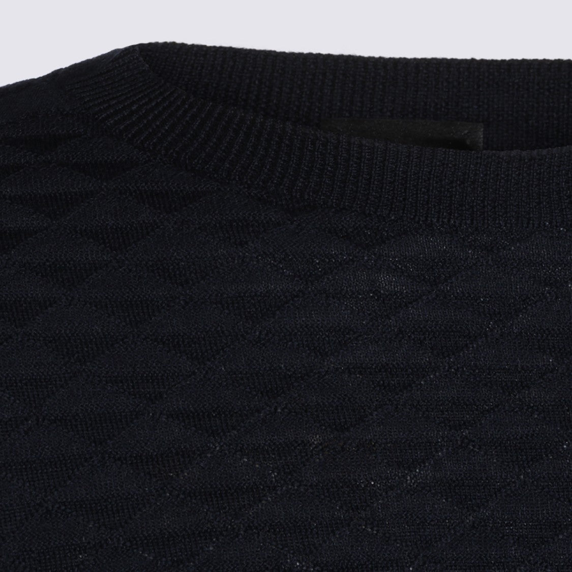 Giorgio Armani Textured Knit Sweater With Crew Neckline And Ribbed Finishes
