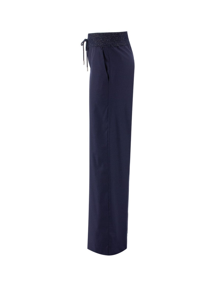 Panicale Navy Blue Wool Blend Trousers