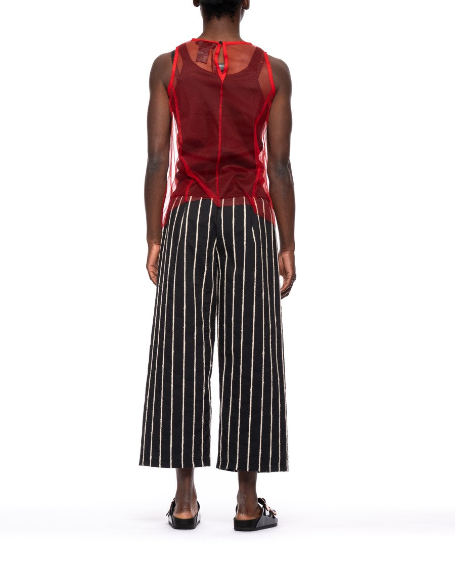 Maria Calderara Dual-Layer Top With Pleated Tulle Overlay