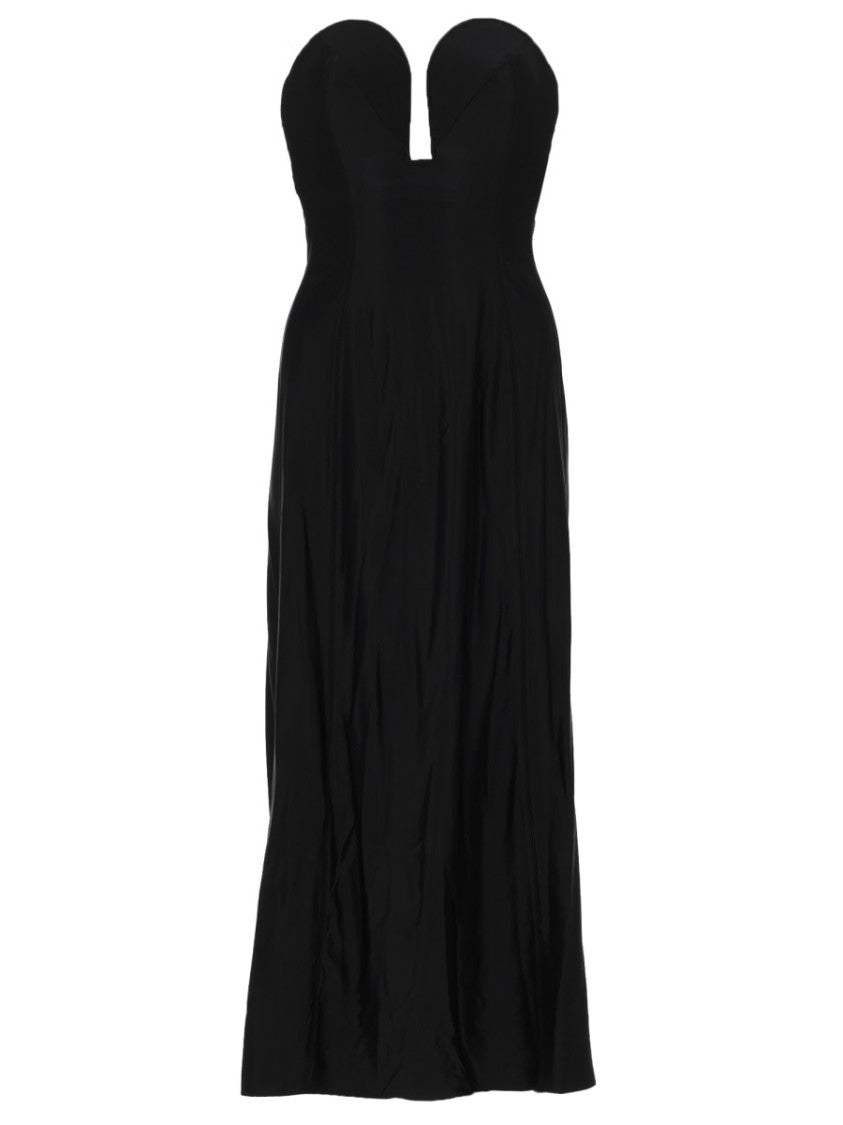 Rabanne Black Fitted Strapless Midi Dress