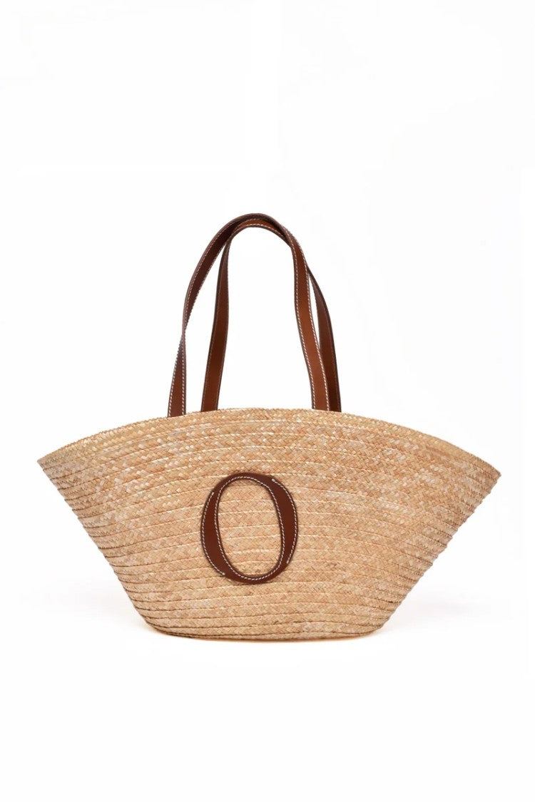 Orciani Straw Leather Shopper - Beige/Brown