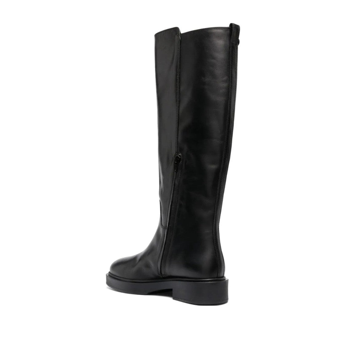 Furla Black Legacy Tall Smooth Finish Buckle Detail Leather Boots