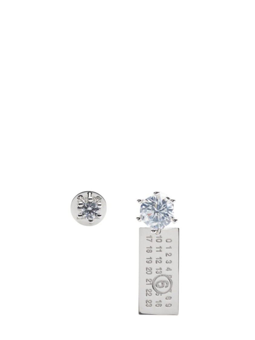 Mm6 By Maison Margiela Silver Numeric Tag Glass Earrings