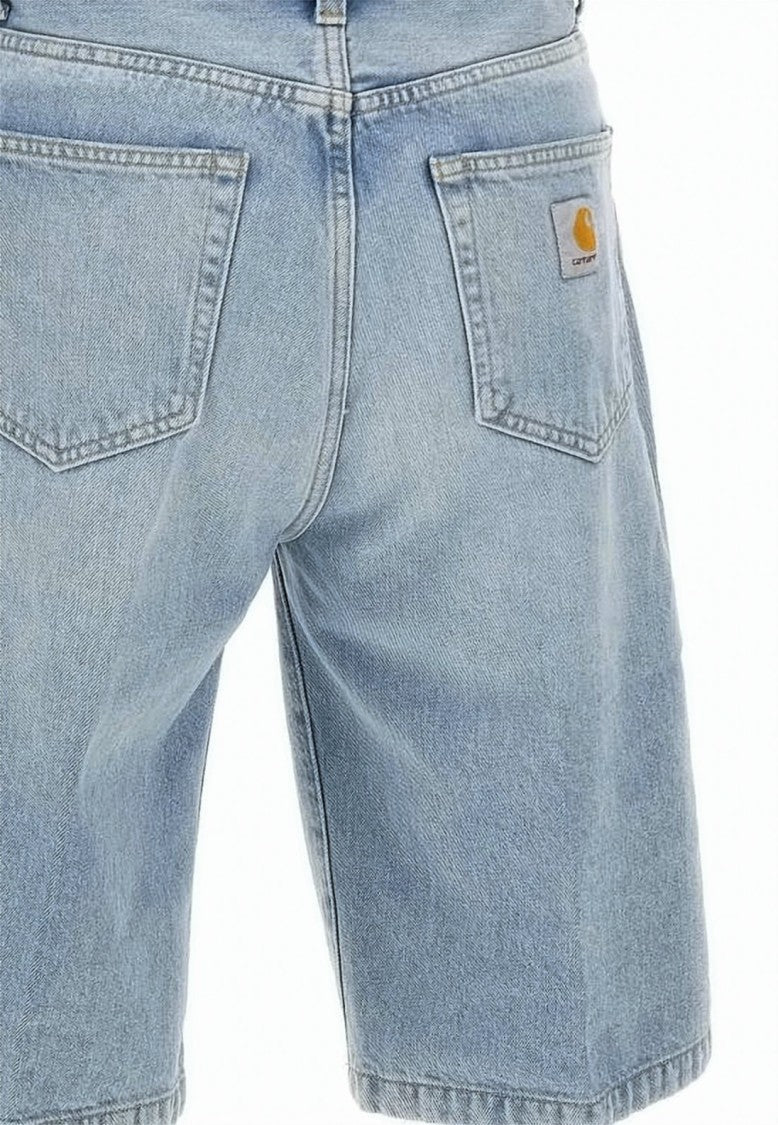 Carhartt Wip Light Blue Denim Shorts With Five-Pocket Design