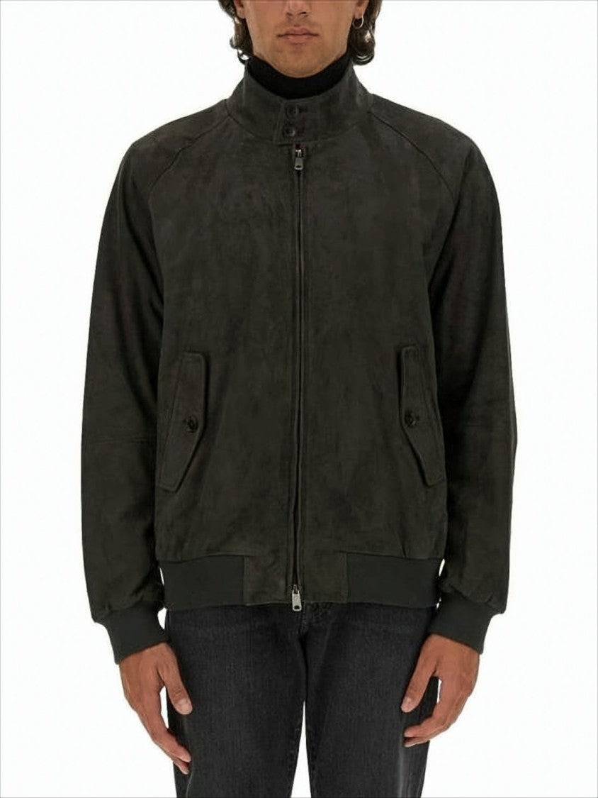 Baracuta Minimalist Black Leather Jacket With Structured Silhouette