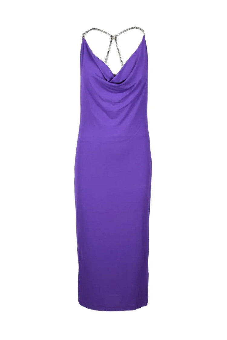 Patrizia Pepe Long Acetate Stretch Dress - Purple
