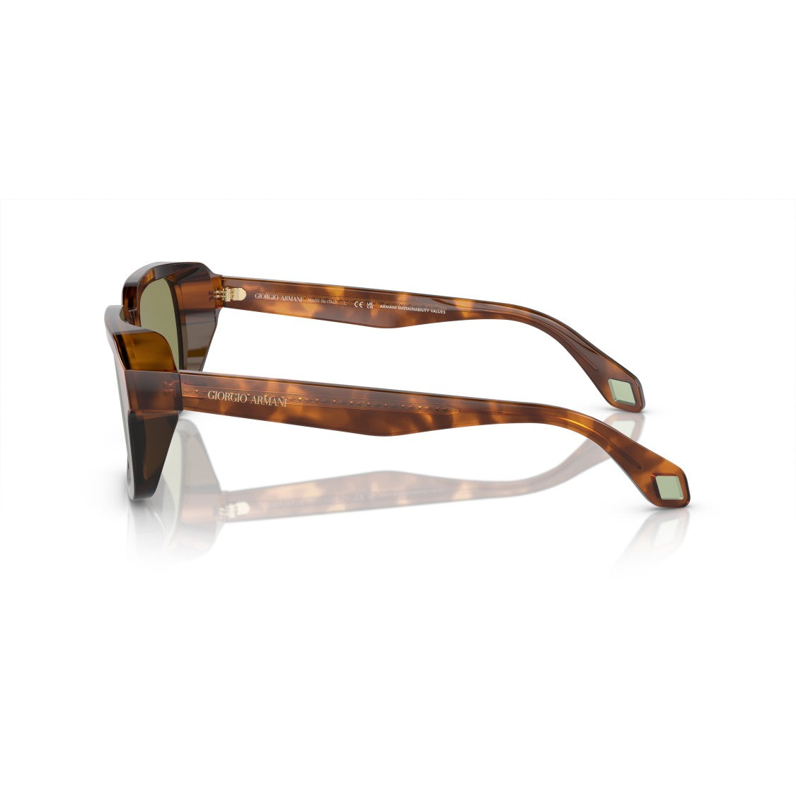 Giorgio Armani 0Ar8194u Bold Square Tortoiseshell Sunglasses With Green Lenses