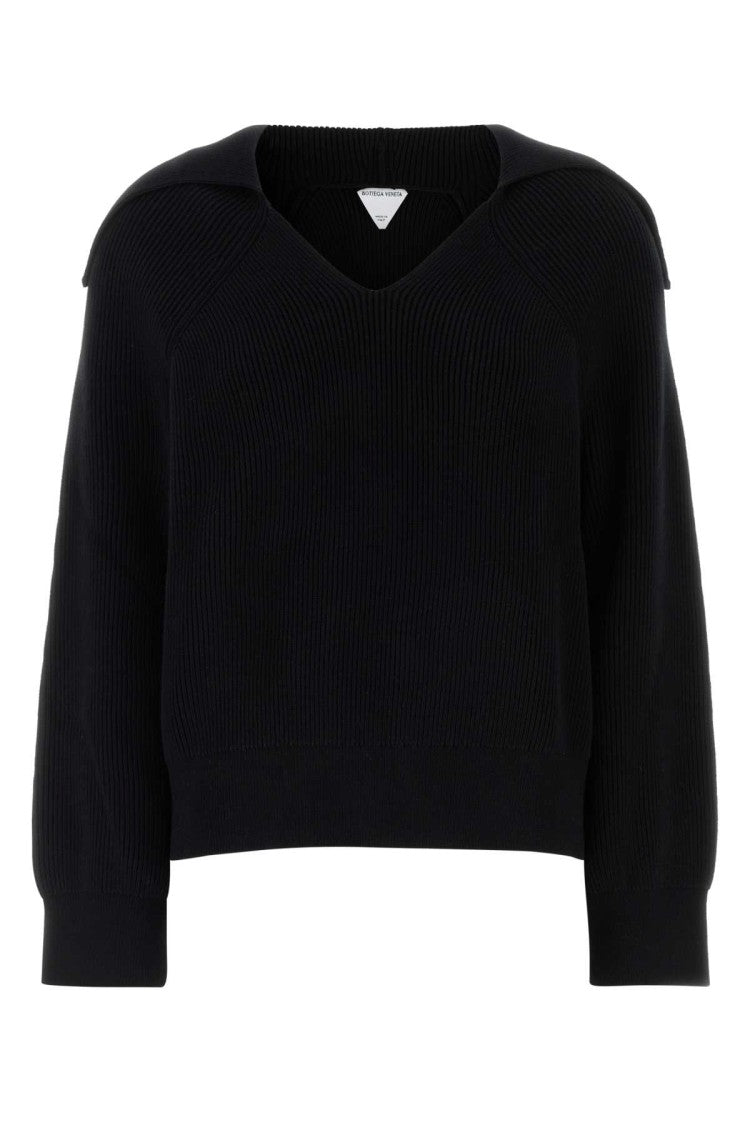 Bottega Veneta Black Stretch Cotton Blend Polo Shirt