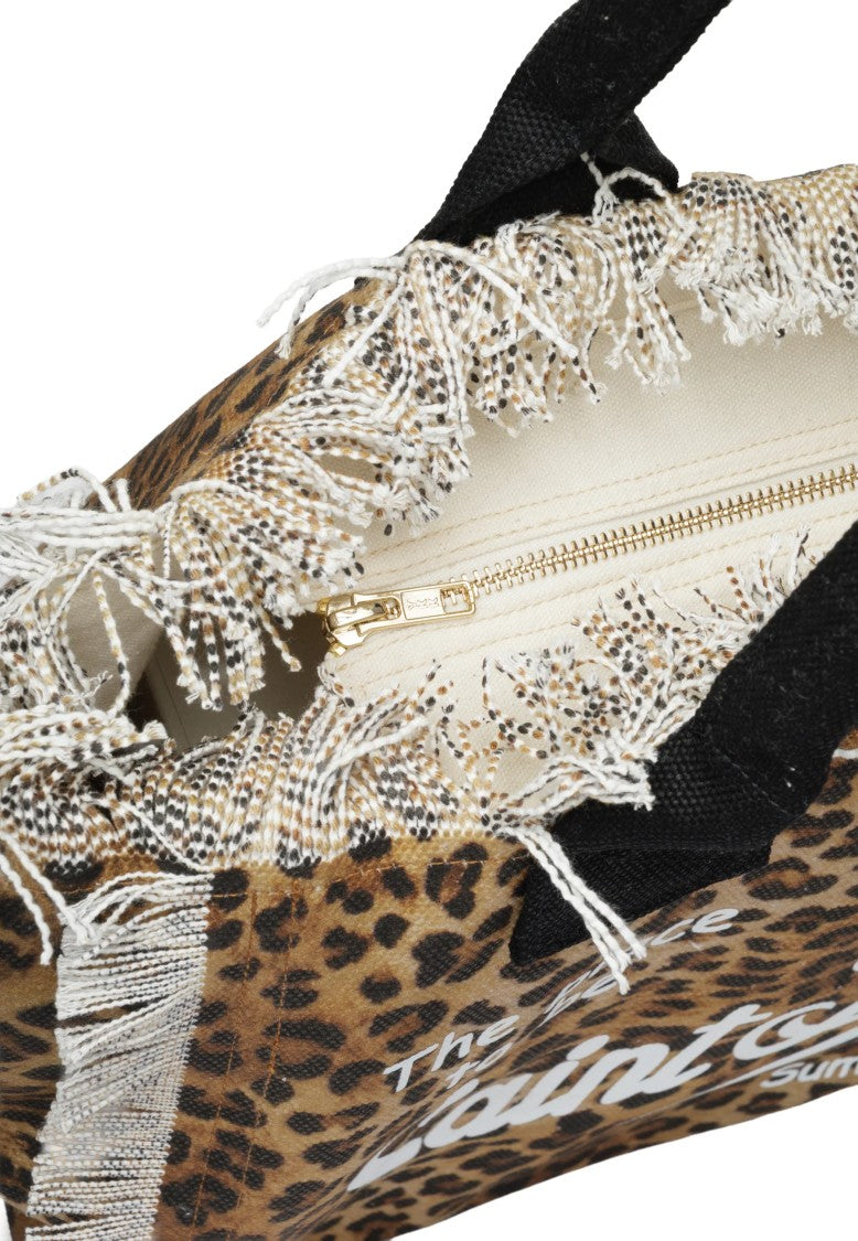 Mc2 Saint Barth Rectangular Tote Bag With Leopard Print
