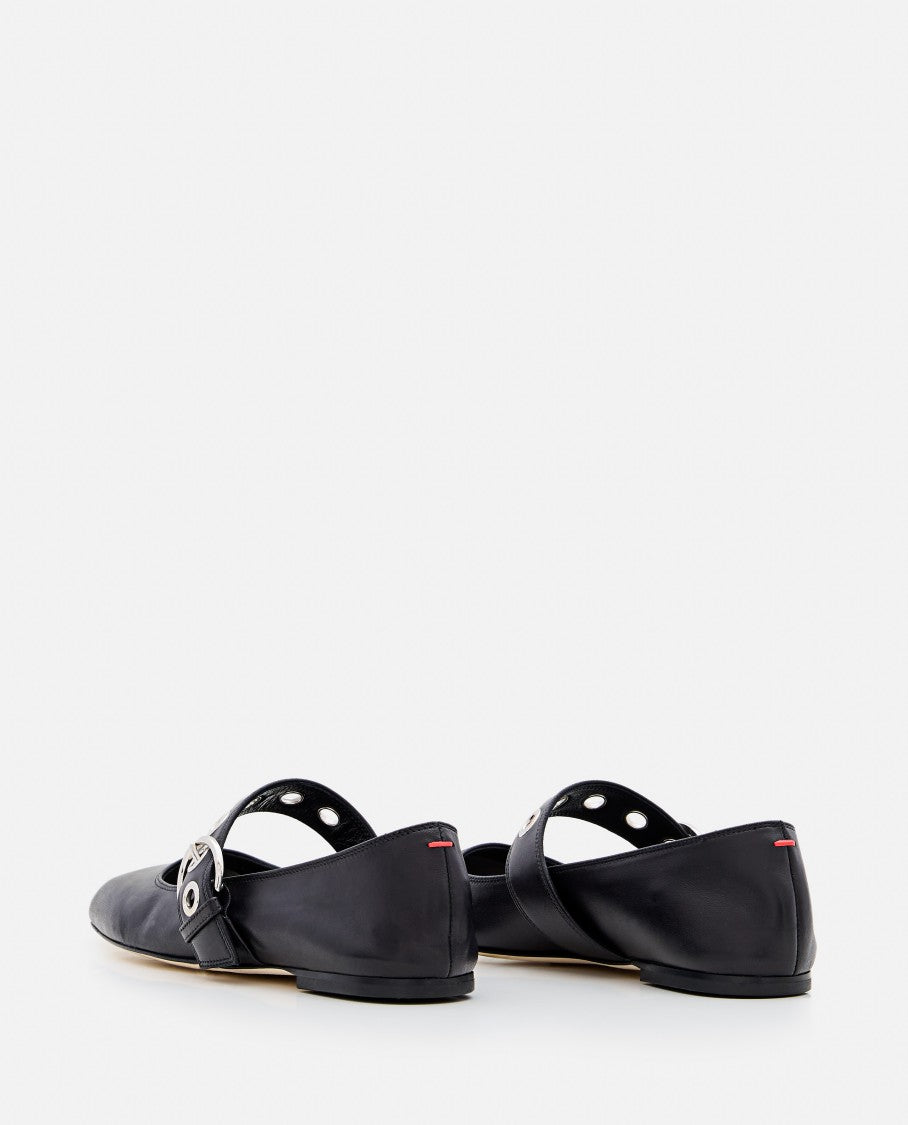 Aeydē Black Uma Eyelet Nappa Leather Ballet Shoes