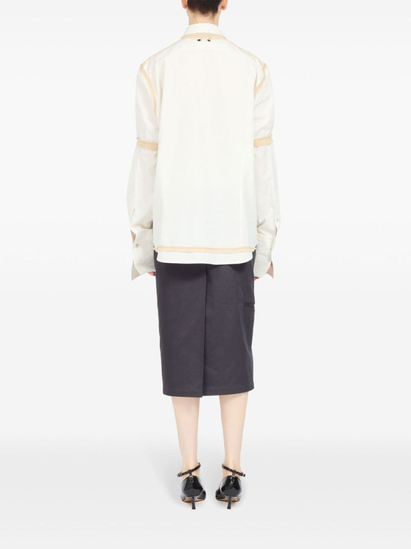 Maison Margiela Deconstructed White Shirt With Tailored Beige Detailing