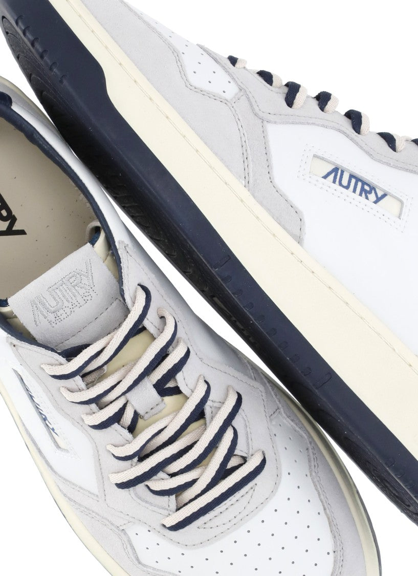 Autry White Medalist Low Leather-Blend Sneakers
