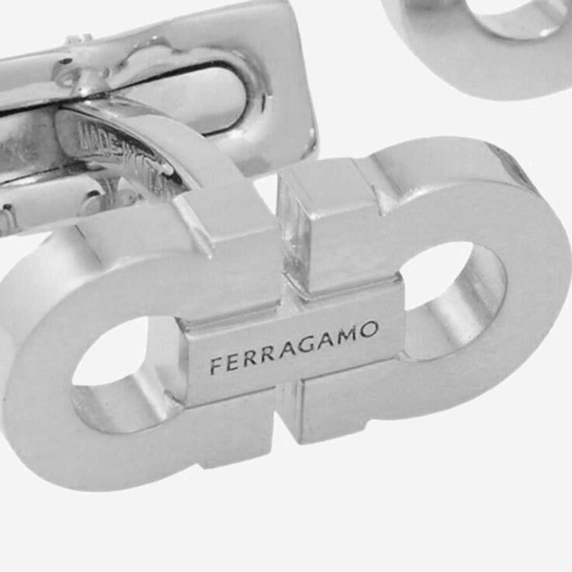 Salvatore Ferragamo Polished Silver Gancini Cufflinks