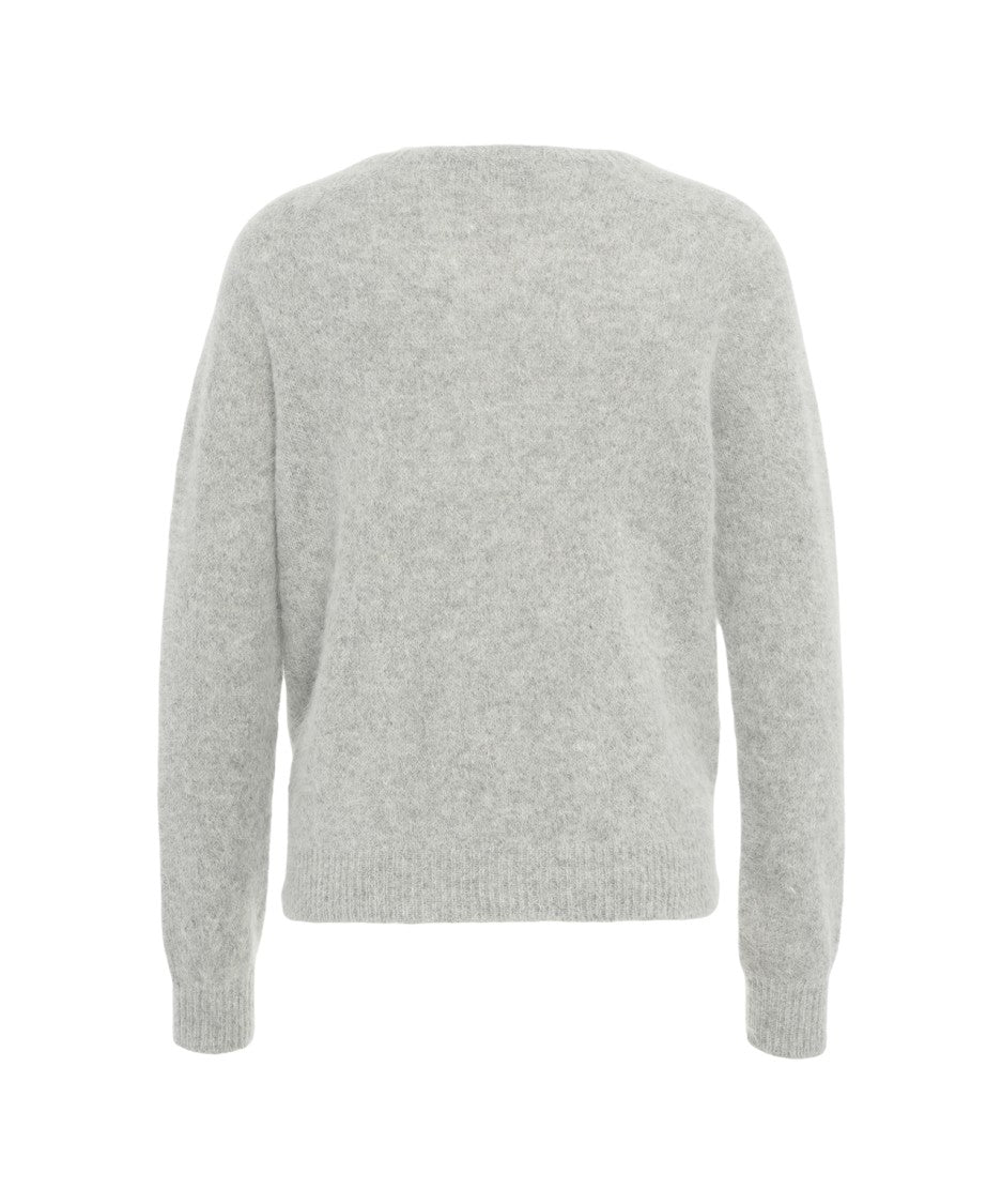 Roberto Collina Alpaca Blend Sweater With Chic V-Neck And Ribbed Details