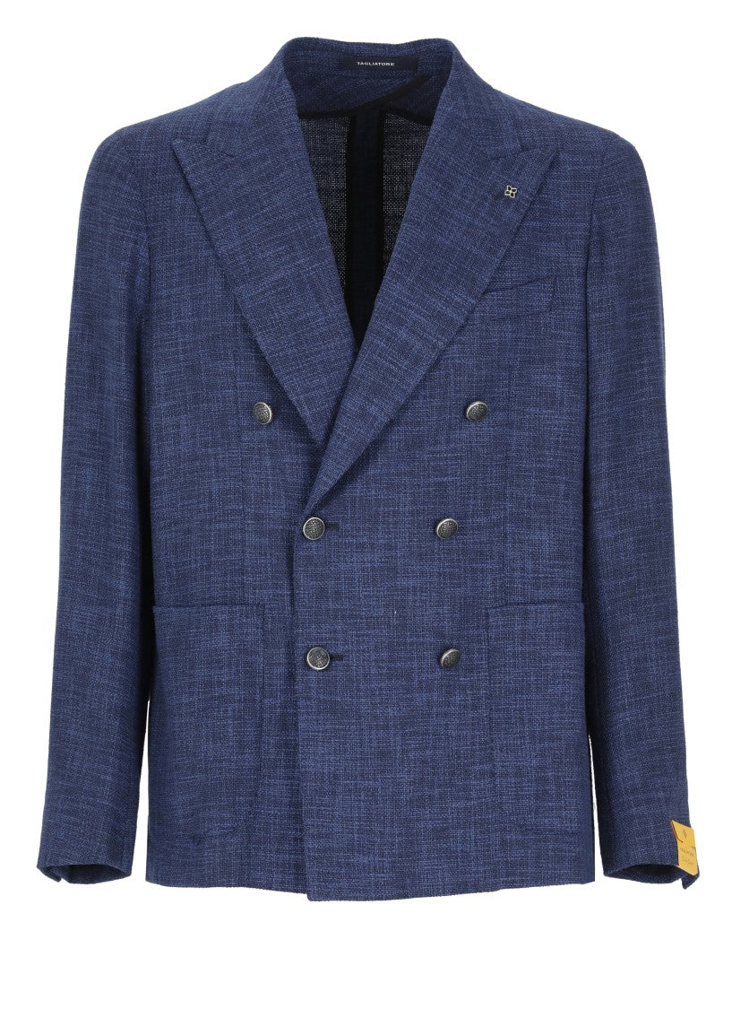 Tagliatore Blue Virgin Wool Blend Jacket