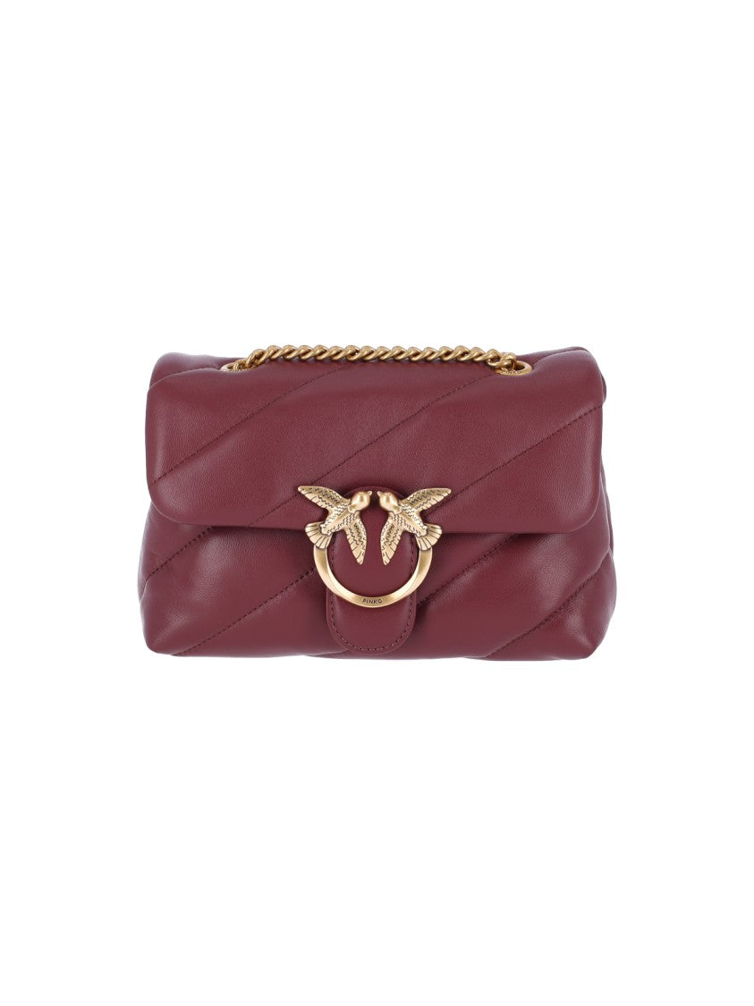 Pinko Bordeaux Love Puff Calfskin Shoulder Bag