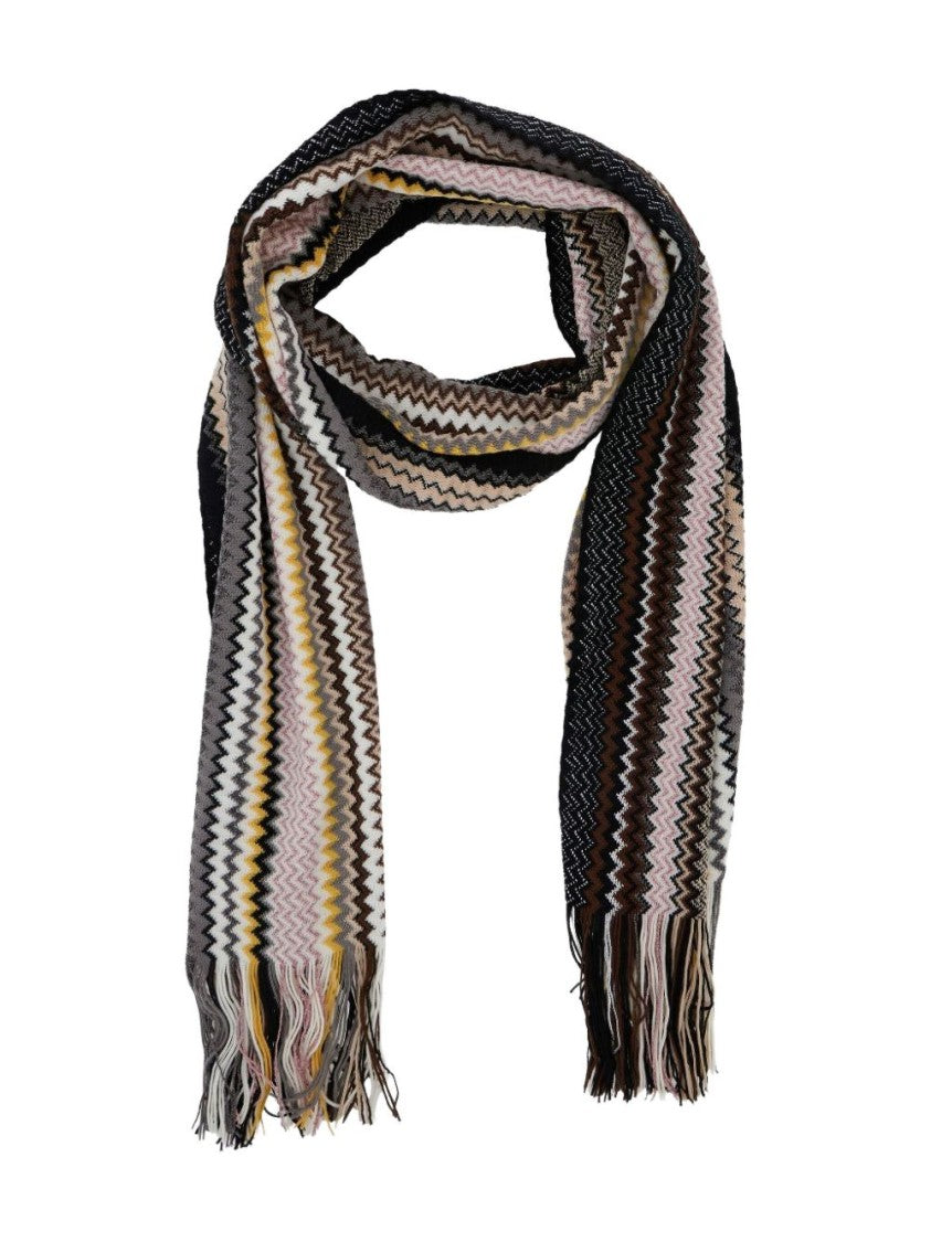 Missoni Fringed Multicolor Chevron Pattern Scarf