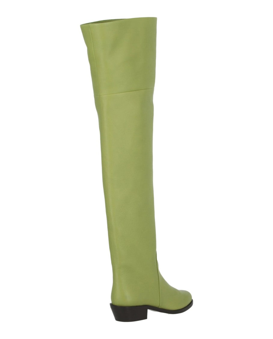 Ferragamo Pebbled Leather Over-The-Knee Boots With Almond Toe
