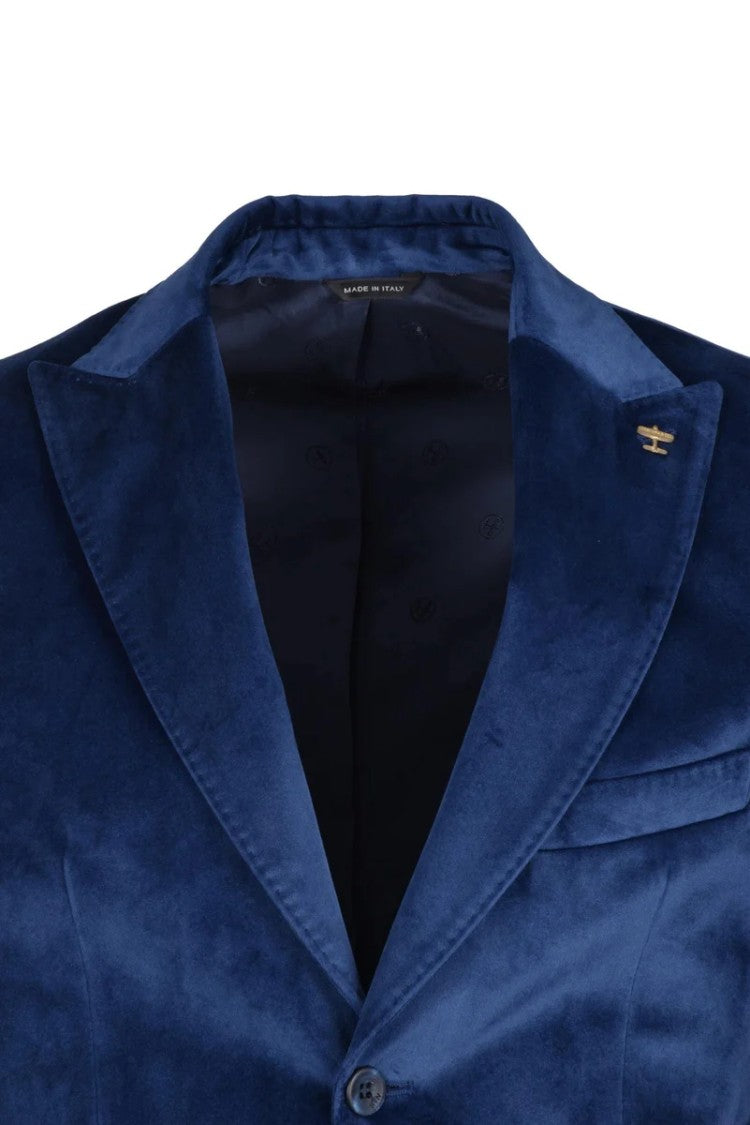 Havana & Co Velvet Double-Breasted Jacket - Blue