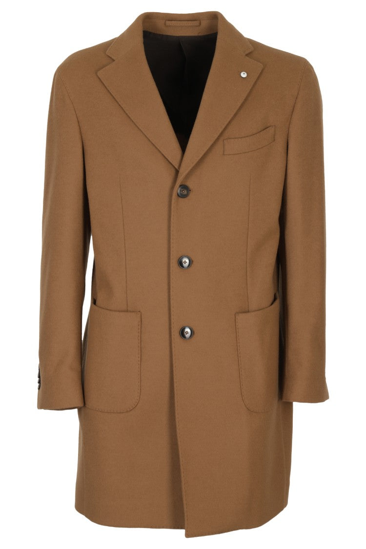 L.B.M. Camel Cashmere Coat With Classic Lapels