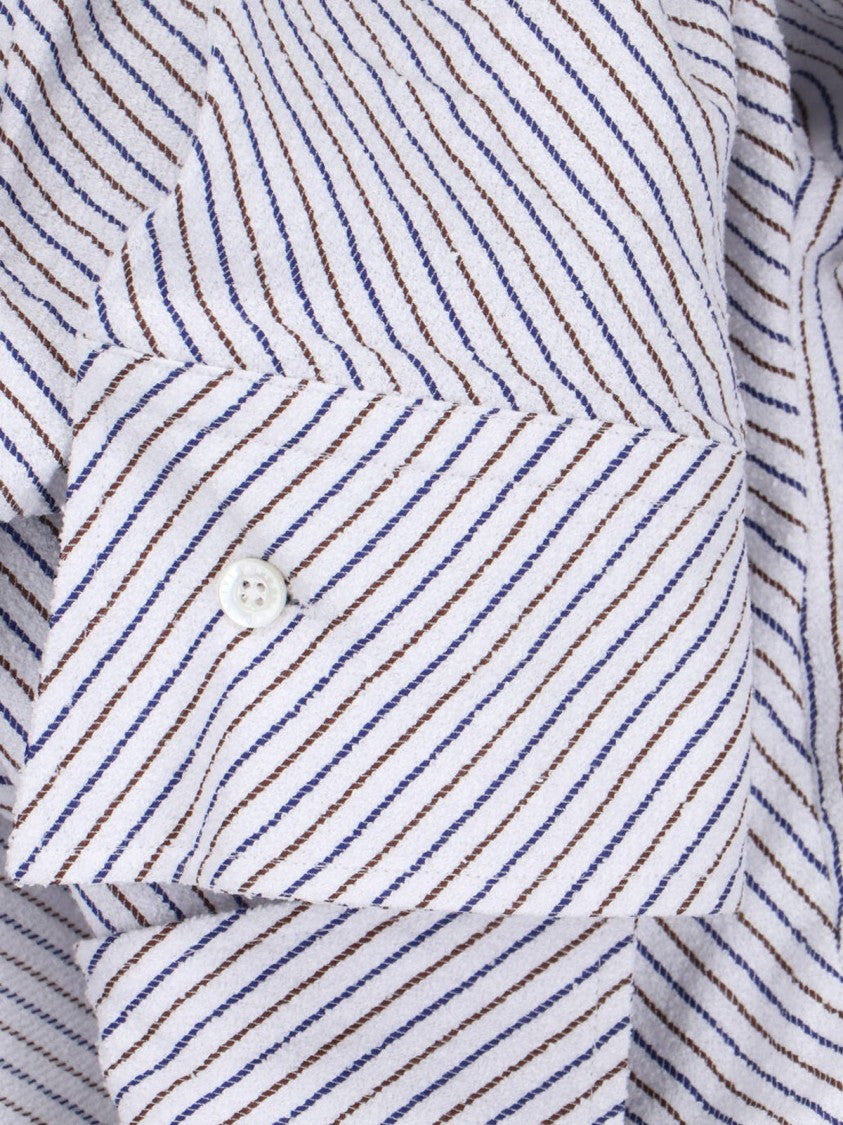 Vivienne Westwood Blue Drunken Asymmetrical Striped Cotton Shirt