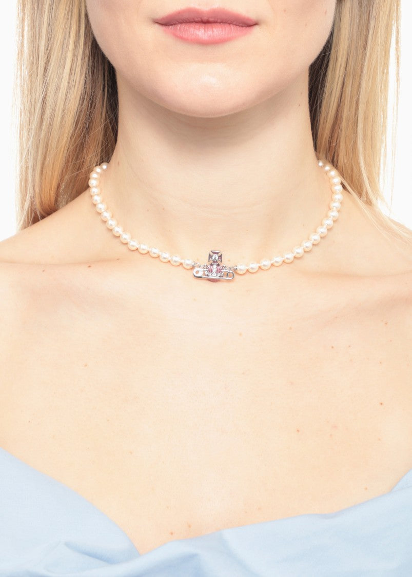 Vivienne Westwood Pearl Strand Necklace With Orb Pendant And Safety Pin Accents