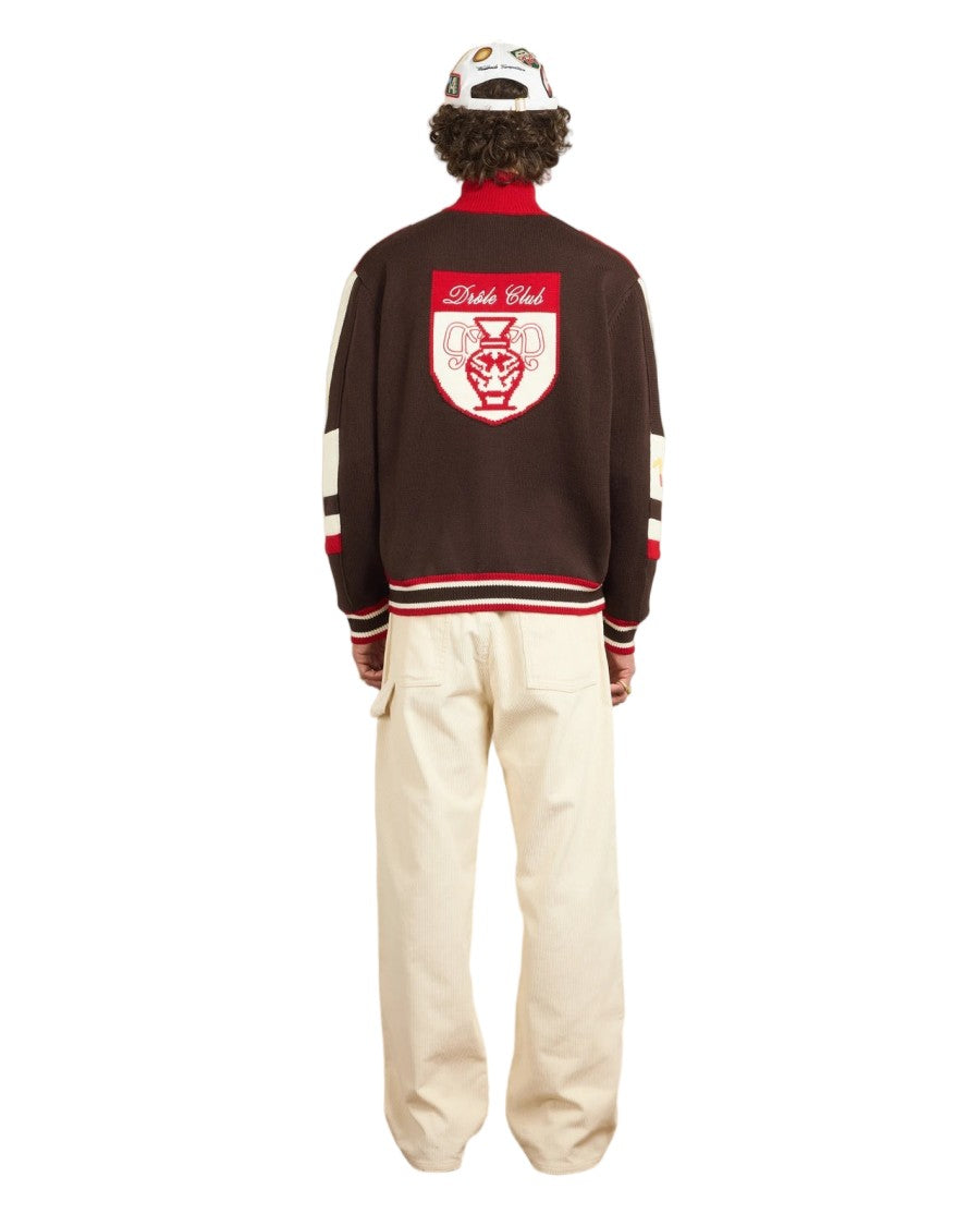 Drôle De Monsieur Multicolor Ski Competition Merino Wool Zip-Through Knit