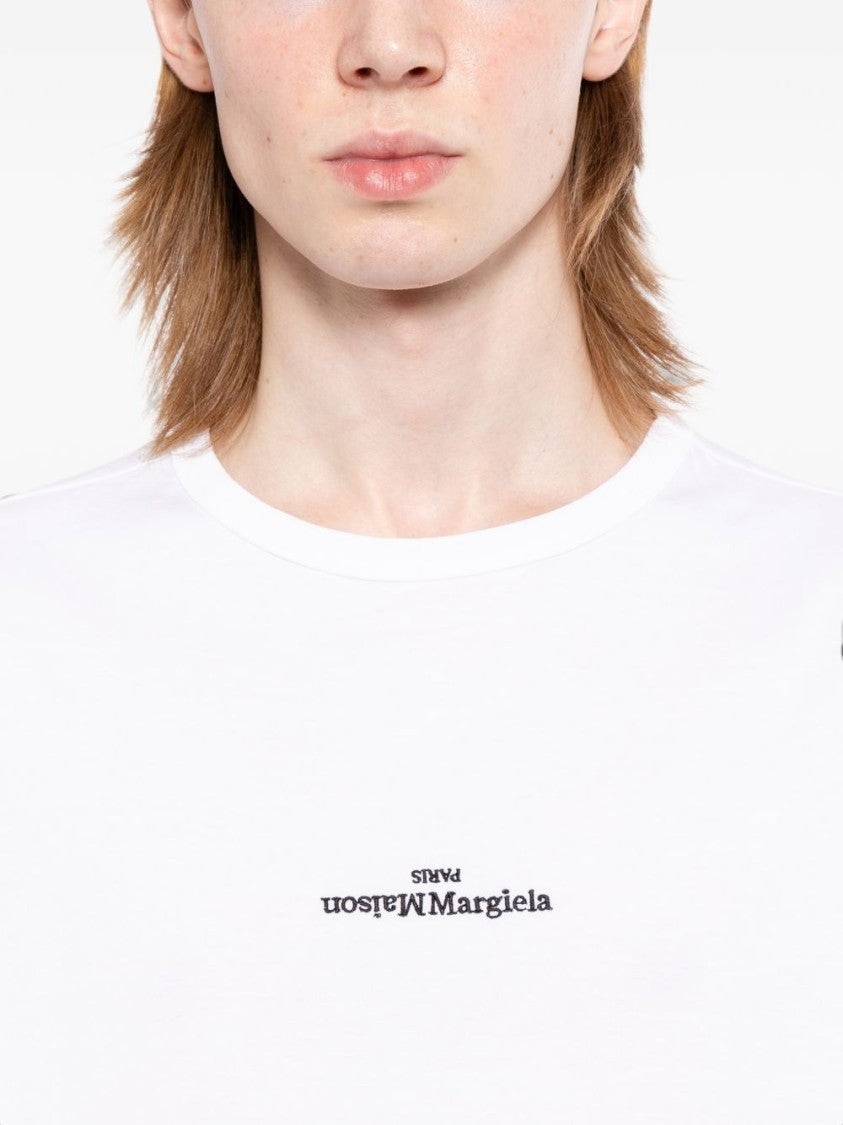 Maison Margiela White Short-Sleeve Upside-Down Logo T-Shirt