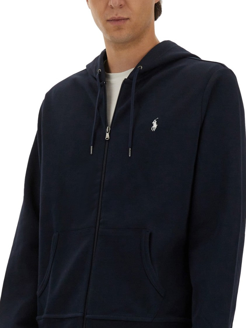 Polo Ralph Lauren Black Full-Zip Hoodie With Drawstring Hood