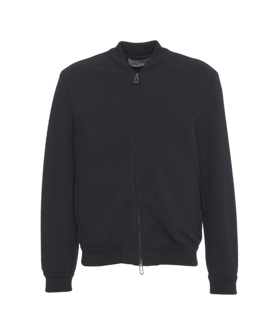 Paolo Pecora Textured Black Bomber Jacket