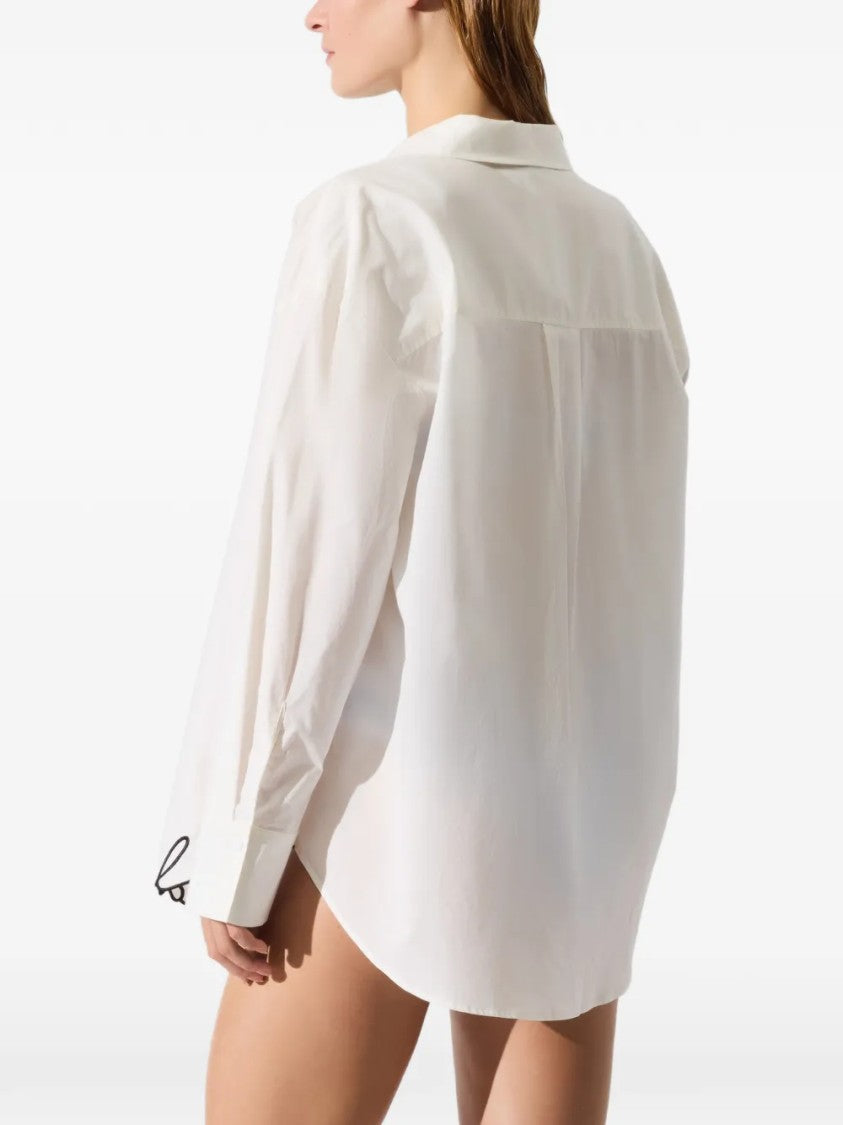 Karl Lagerfeld Classic White Button-Up Shirt With Signature Detail