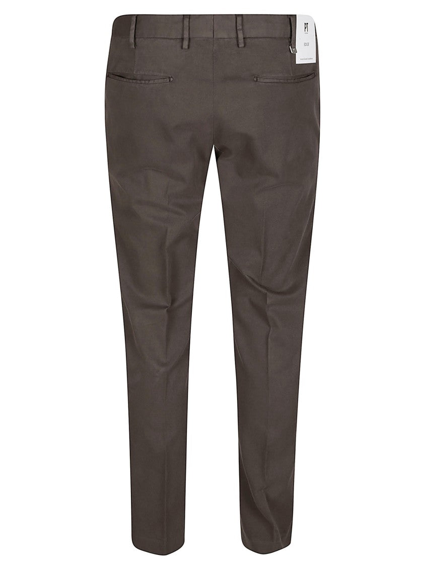 Pt Torino Dieci Tailored Brown Cotton-Cashmere Pants