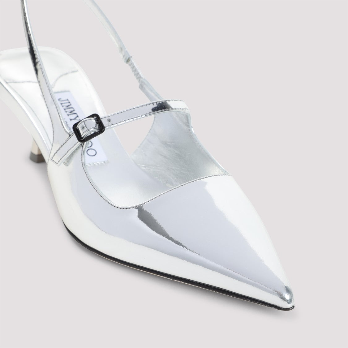 Jimmy Choo Silver Patent Leather Didi 45 Mules