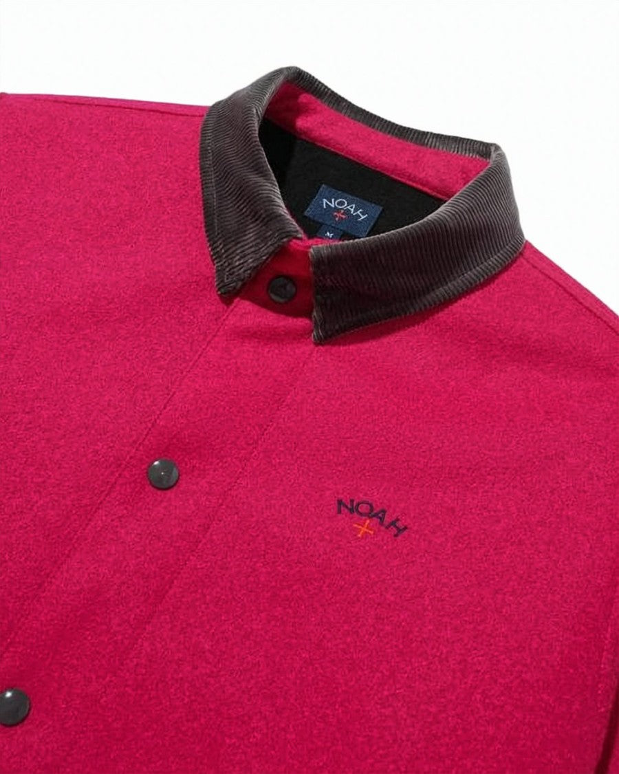 A.P.C. Vibrant Red Wool Jacket With Dark Corduroy Collar