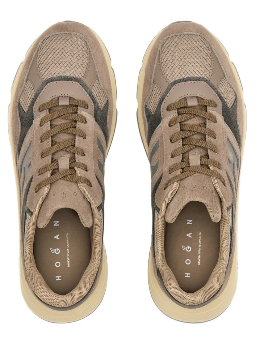 Hogan Fluid Brown Suede Sneakers With Iconic H Detailing
