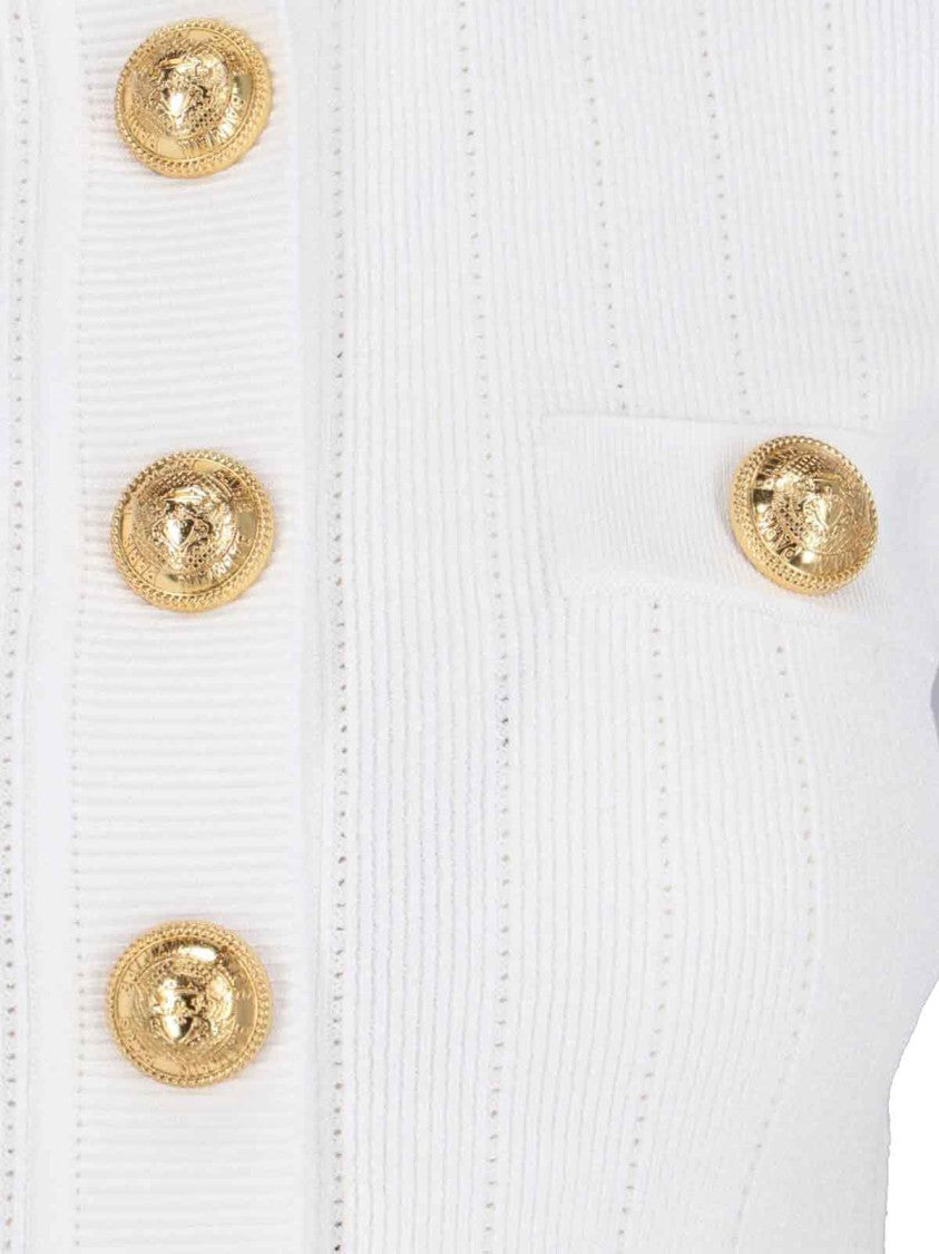 Balmain Decorative Button' Cardigan – White