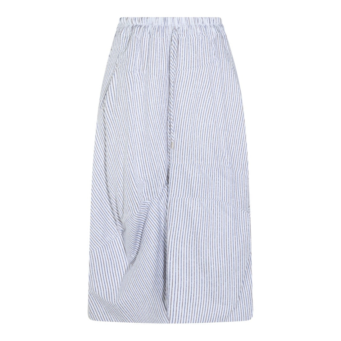 Vivienne Westwood Blue And Brown Striped Cotton Midi Skirt With Elasticated Waist