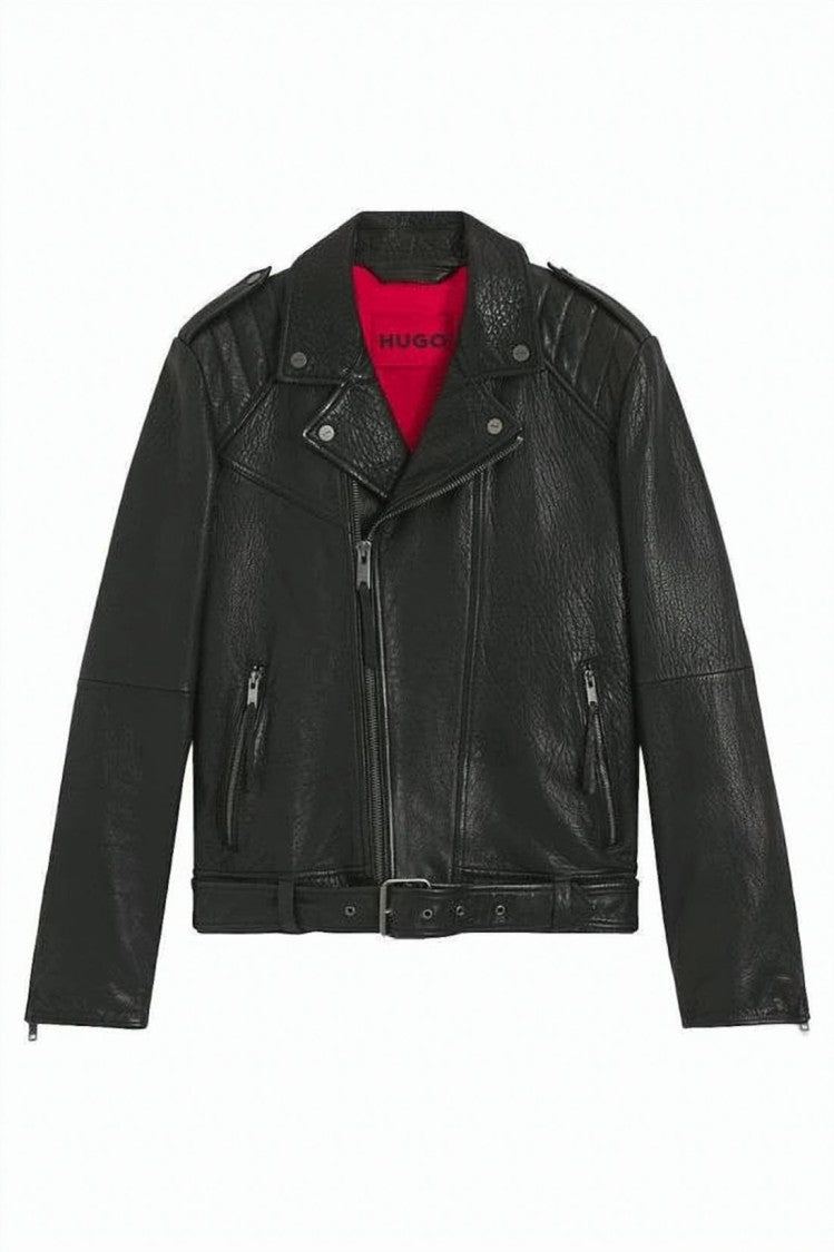 Hugo Boss Textured Buffalo Leather Biker Jacket