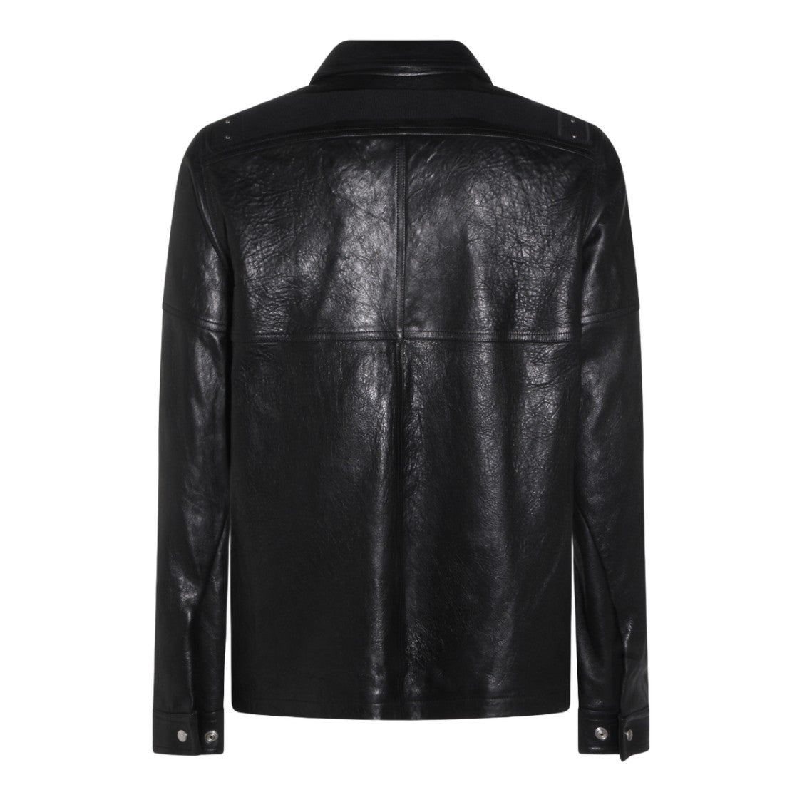 Rick Owens Matte Black Jacket With High Collar