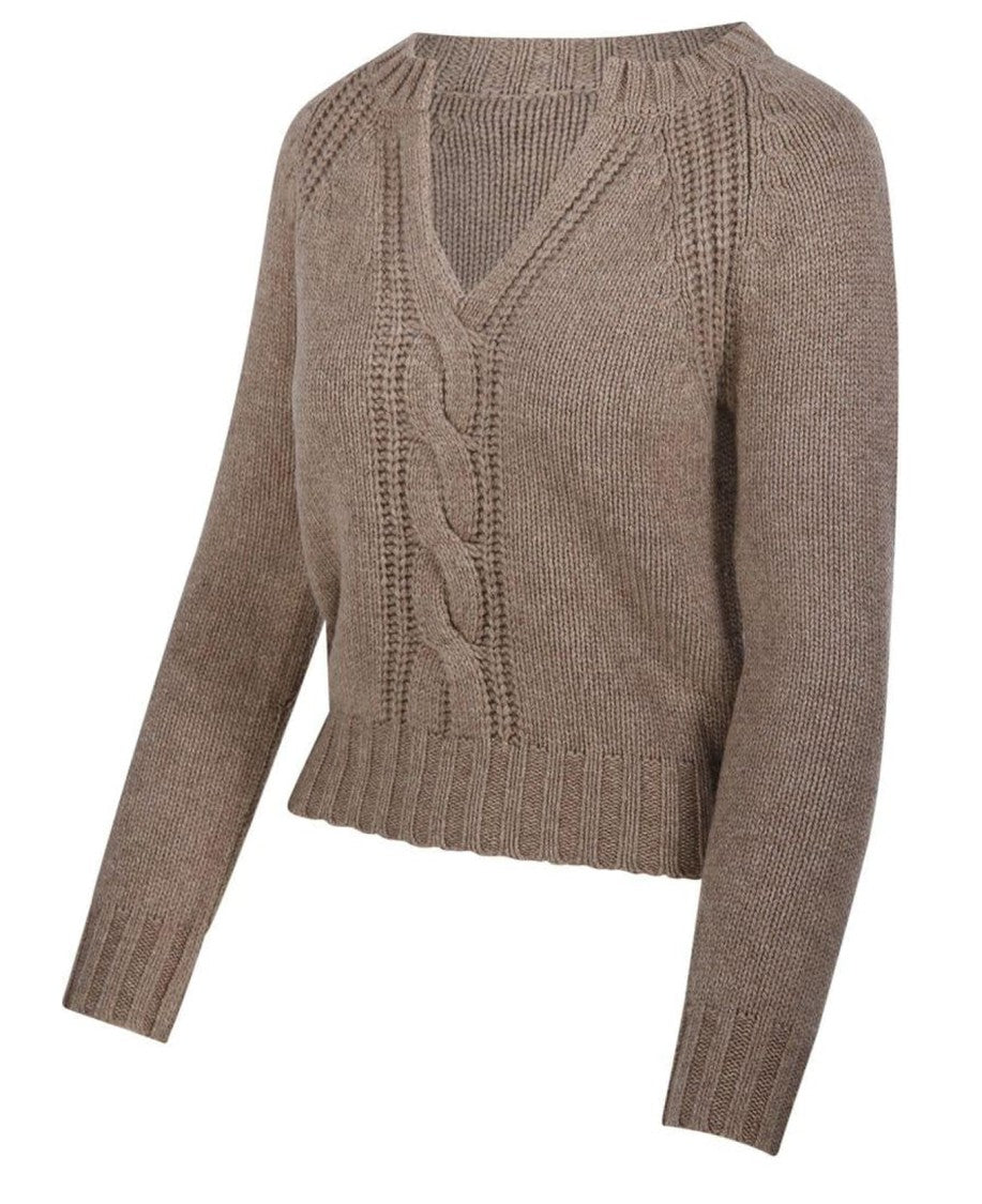 Max Mara V-Neck Cable Knit Cashmere Sweater From Max Mara