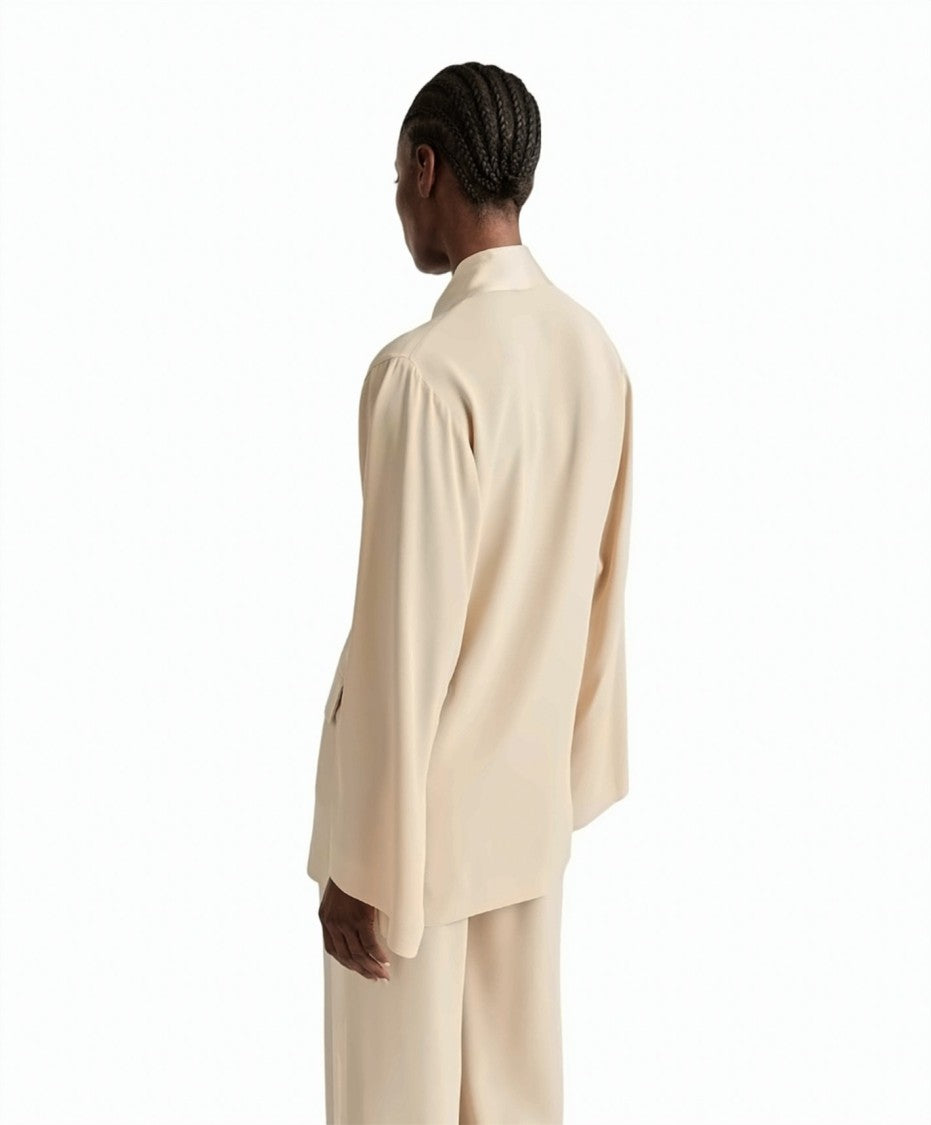 Momonì Envers Satin Contrasting Kimono Collar Long Evening Blazer