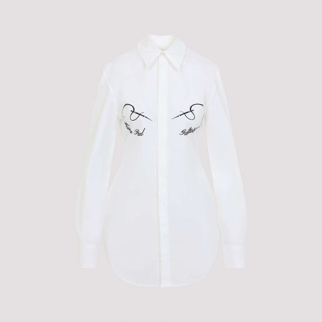 Jean Paul Gaultier Needless Flock White Cotton Shirt With Graphic Detailing
