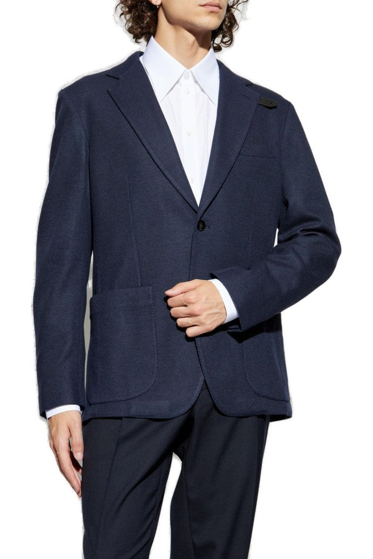Brioni Tailored Black Jersey Blazer With Notch Lapel