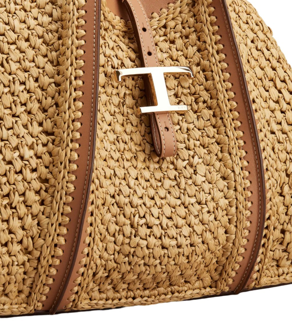 Tod's Yellow T Timeless Rattan Handbag