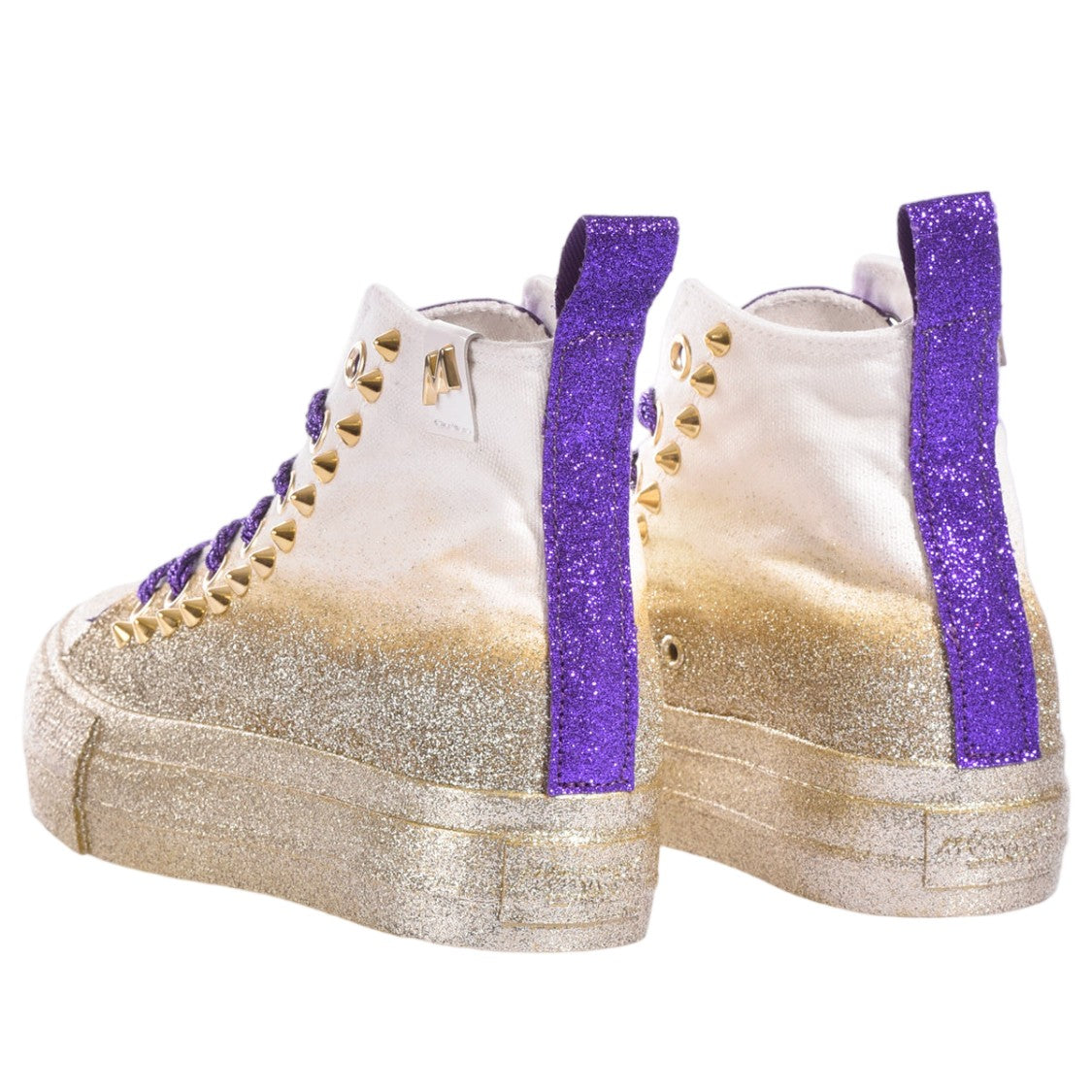 Mimanera Black Gold Handcrafted Studded Platform Sneakers