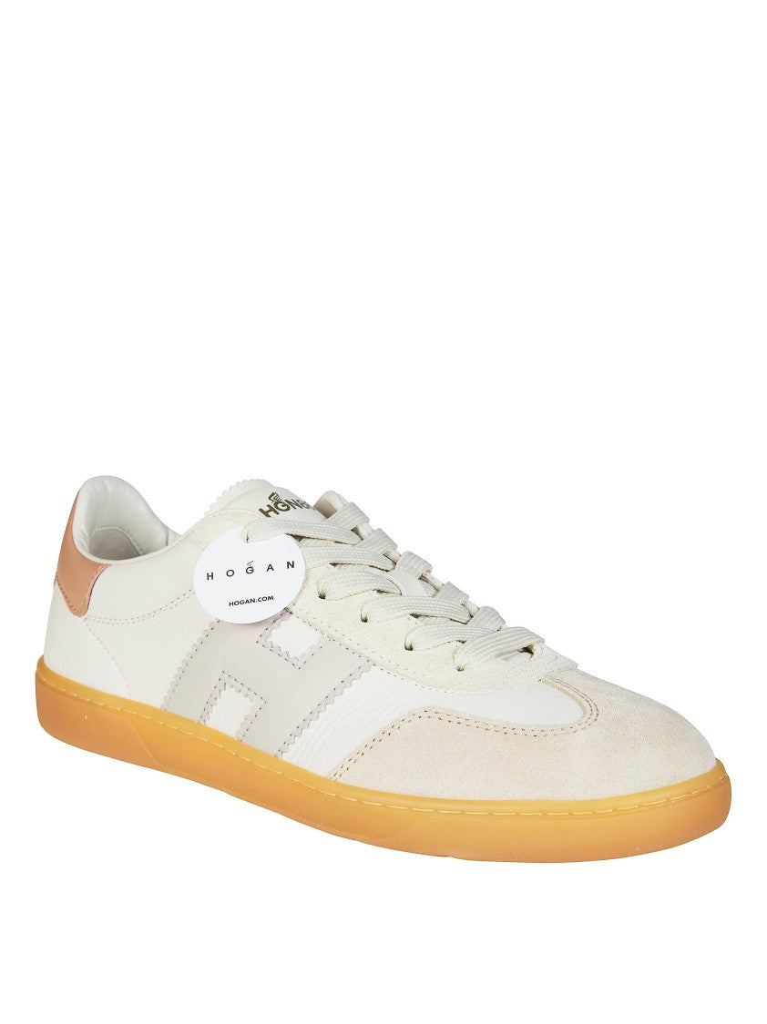 Hogan White Leather Gum Sole Sneakers