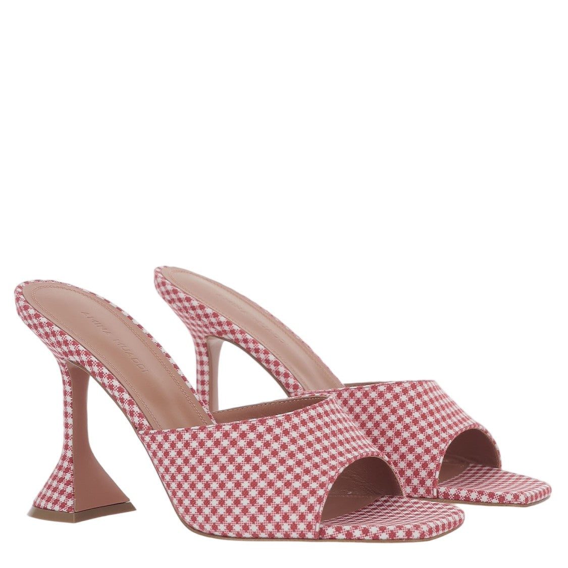 Amina Muaddi Lupita Open-Toe Sandals With Chunky Heel And Gingham Pattern