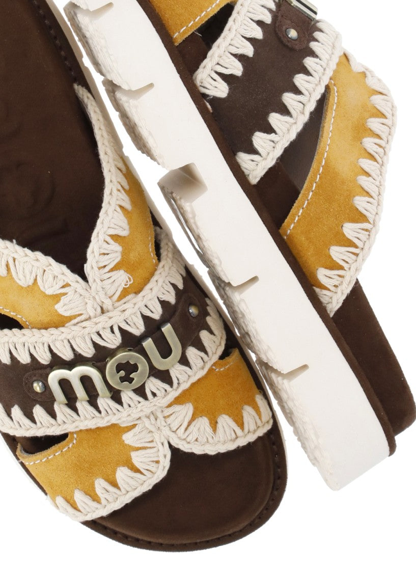 Mou Brown Bio Braided Bands Sandals
